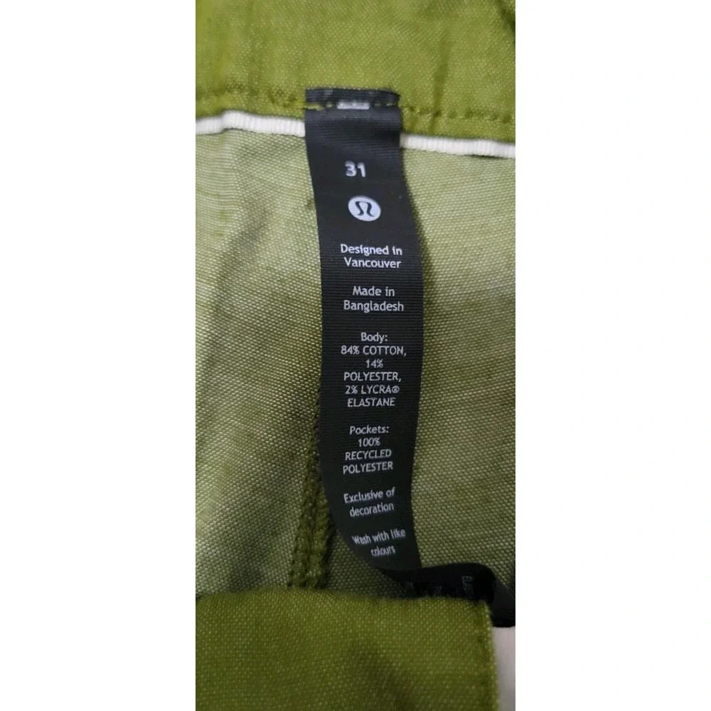 Lululemon Commission Shorts Oxford Men's Size 31 in Juniper Green - Picture 2 of 7